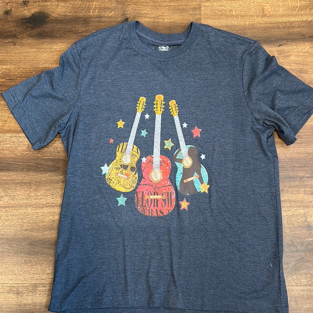 Adult medium Blue Graphic Guitar T-Shirt